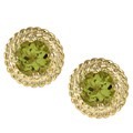Kabella Gold over Silver Round Peridot Rope Design Stud Earrings