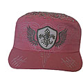Nexgen Headwear Pink Fleur De Lis Rhinestone Military Cap