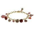 Charming Life Goldtone Coral and Bronze Pearl Fringe Bracelet (4-13 mm)