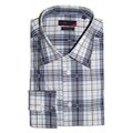 Brio Men's Blue/ Grey Plaid Slim-fit Dress Shirt