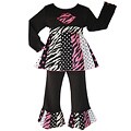 Ann Loren Girl's Cotton 2-piece Zebra Kisses and Polka Dot Set