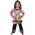 Ann Loren Girl's Butterfly 2-piece Ruffled Top and Pant Set