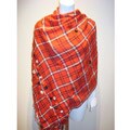 Selection Privee 'Amina' Red Floral Plaid Wool Scarf