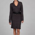 Jonathan Martin Women's Grey Cable Knit Belted Shawl Collar Sweater Dress ...