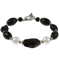 Charming Life Onyx and Faux Pearl Chunky Bracelet