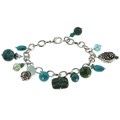 Charming Life Silvertone Turquoise Chunky Fringe Bracelet
