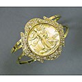Goldtone Silver Walking Liberty Half Dollar Bracelet
