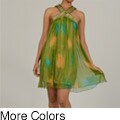 Issue New York Women's Green Silk Beaded Short Evening Dress