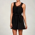 ABS by Allen Schwartz Crochet Neck Belted Dress