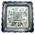 Polish Stoneware 11-inch Square Scalloped Rim Dish (Poland)