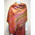 Selection Privee 'Maeva' Wine Paisley Silk Blend Wrap