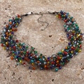Goldtone 'The Essence of Colours' Beaded Multi-strand Necklace (India)