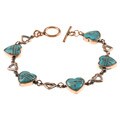 Copper Channel-set Turquoise Heart Link Toggle Bracelet