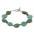 Sterling Silver and Copper Turquoise Coin Toggle Bracelet