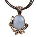 Southwest Moon Copper Blue Lace Agate Floral Necklace
