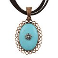 Southwest Moon Sterling Silver and Copper Turquoise Filigree Necklace
