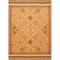 Hand-woven Palas Shirvan Kilim Brown Wool Rug (8' x 11')