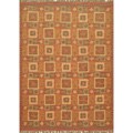 Hand-woven Palas Aydin Kilim Brown Wool Rug (8' x 11')