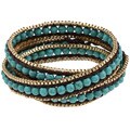 Goldtone Simulated Magnesite and Leather Bracelet