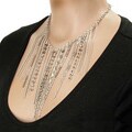 Silvertone Hanging Chains Bib Necklace