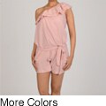 Elan Women's Cotton Sleeveless Belted One Shoulder Romper