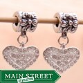 Bleek2Sheek Silverplated Clear Crystal Heart Charm Beads (Set of 2)