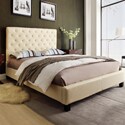 ETHAN HOME Sophie Beige Fabric Tufted Full-size Platform Bed