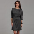 London Times Women's Black/ Grey Ruche Dress