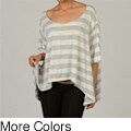 Elan Women's Stripped Boat Neck Oversized Top