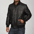 Izod Men's Black Stitch Detail Leather Jacket FINAL SALE
