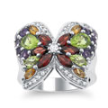Meredith Leigh Sterling Silver Multi-gemstone Butterfly Ring