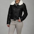 Honee Women's Black Faux-fur Lined Scuba Jacket
