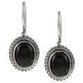 Lily B Sterling Silver Oval Onyx Twisted Rope Design Earrings