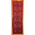 Persian Hand-knotted Red/ Blue Hamadan Wool Rug (3'10 x 12'9)