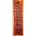 Persian Hand-knotted Navy/ Red Hamadan Wool Rug (3'6 x 13'8)