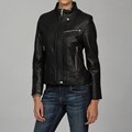 Izod Women's Lamb-leather Zipper Buckle Jacket