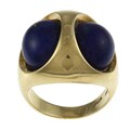 18k Yellow Gold Lapis Cocktail Estate Ring