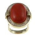 14k Yellow Gold Coral and 3/4ct TDW Diamond Estate Ring (K-L, SI1-SI2)