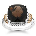 Meredith Leigh 14k Gold and Silver Smoky Quartz and Diamond Accent Ring