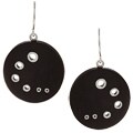 Silvermoon Sterling Silver Ebony Wood Circle Accent Earrings