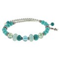 Charming Life Steel Magnesite Turquoise and Jade Coil Wrap Bracelet