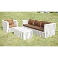 All-Weather White 3-piece Wicker Patio Furniture Set