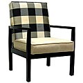 Black and Ivory Polka Plaid Accent Chair