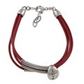 Silvermoon Sterling Silver and Red Leather 'Love' Drop Bracelet