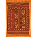 Convenient guidepost on afghan rug Patterns Afghani Hand-woven Beige/ Rust Tribal Soumak Kilim Wool Rug (6'1 x 8'10)