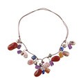Silvermoon Sterling Silver Multi-gemstone Adjustable Cord Necklace