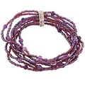 Silvermoon Silver Amethyst and Seed Bead Stretch Bracelet