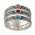 Silvermoon Sterling Silver Multi-stone Stackable Rings (Set of 3)