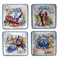 Certified International Seaside Market 8.5-inch Square Salad/ Dessert Plates (Set of 4)