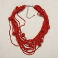 Glass Red Balls of Fire Multi-strand Beaded Necklace (India)